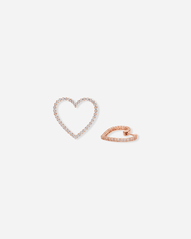 Pave Heart Hoop Earrings