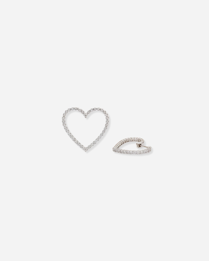 Pave Heart Hoop Earrings