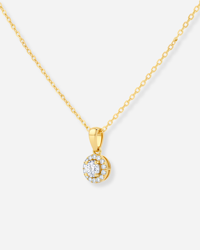 Halo Solitaire Pendant Necklace