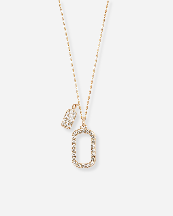 Pave Tag Double Pendant Necklace