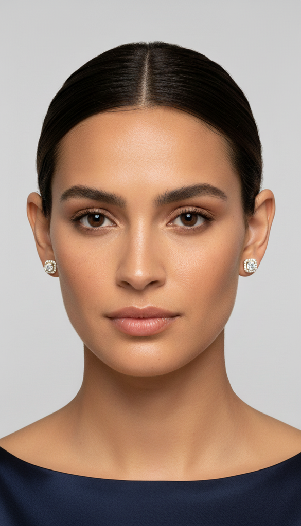 Encased Cushion Halo Earrings