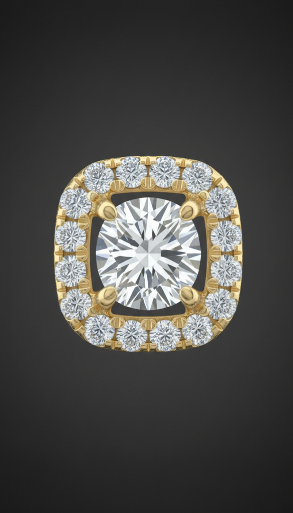 Encased Cushion Halo Earrings