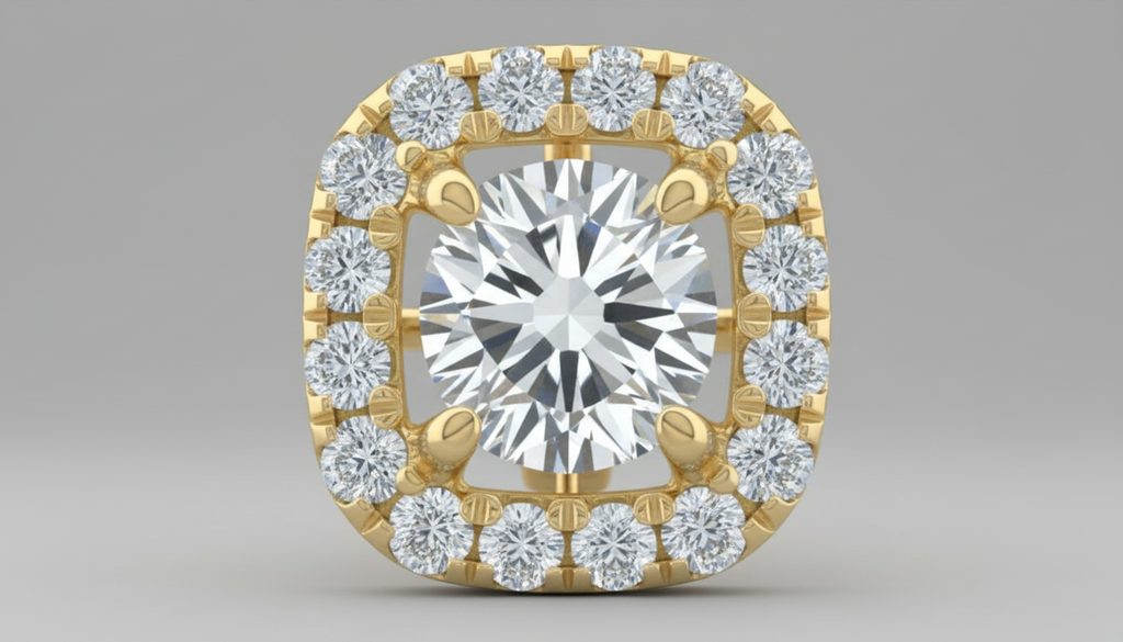 Encased Cushion Halo Earrings