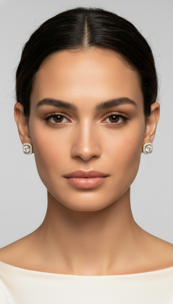 Encased Cushion Halo Earrings