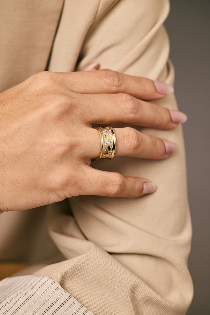 Textured Gold Diamond Ring