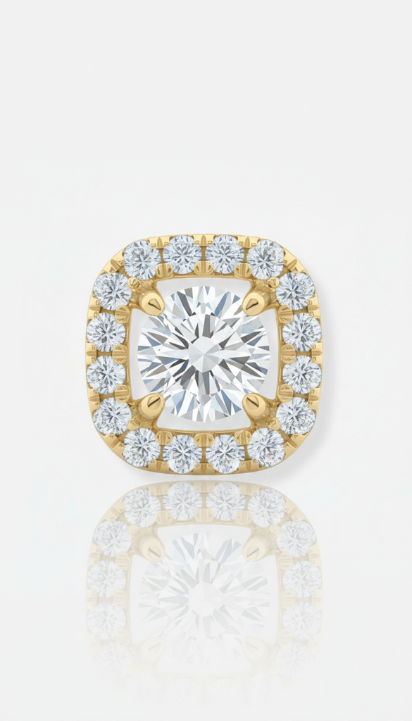 Encased Cushion Halo Earrings