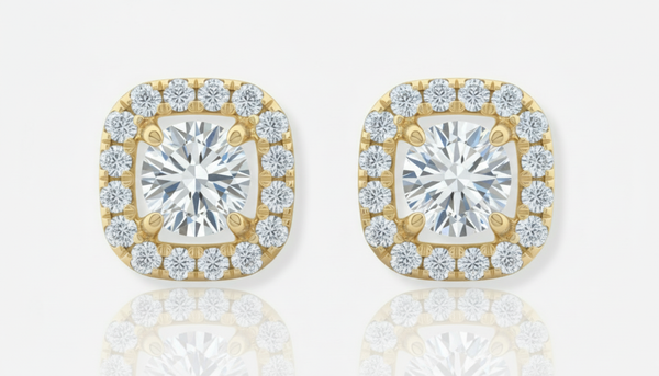 Encased Cushion Halo Earrings