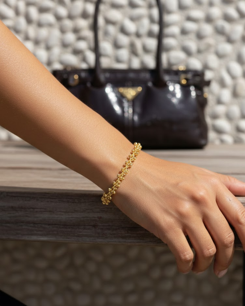 Rose Gold Beaded Vine Bangle