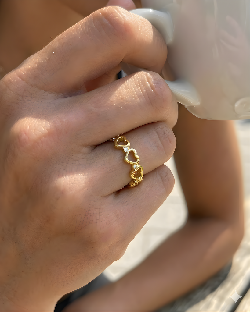 Pave Heart Eternity Band