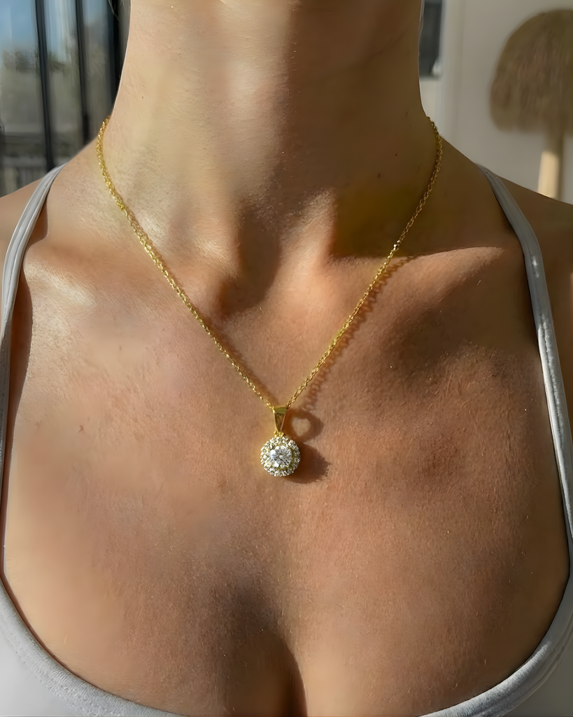 Halo Solitaire Pendant Necklace